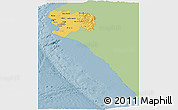 Savanna Style Panoramic Map of Piura, single color outside
