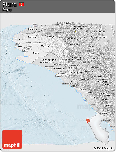 Silver Style Panoramic Map of Piura
