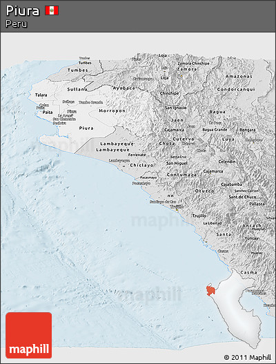 Silver Style Panoramic Map of Piura