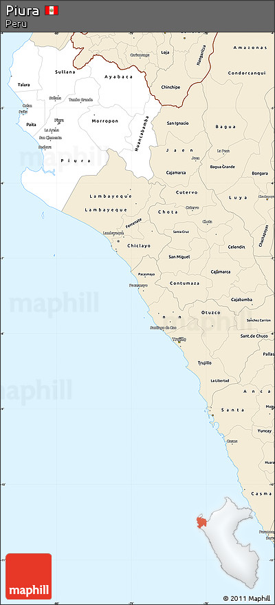 Classic Style Simple Map of Piura