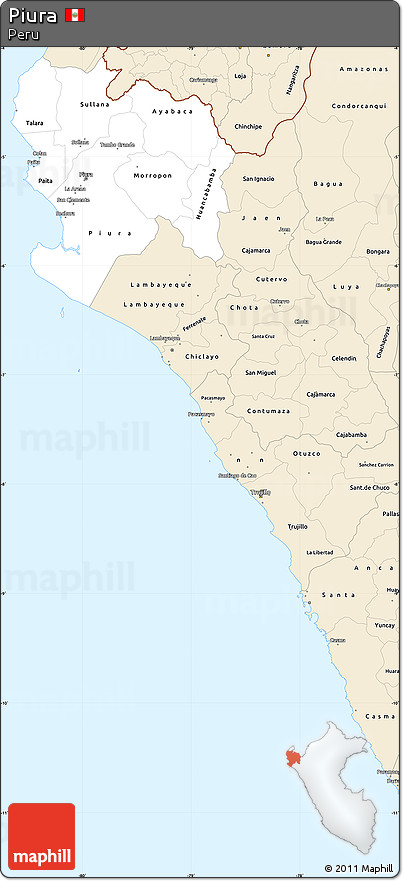 Classic Style Simple Map of Piura