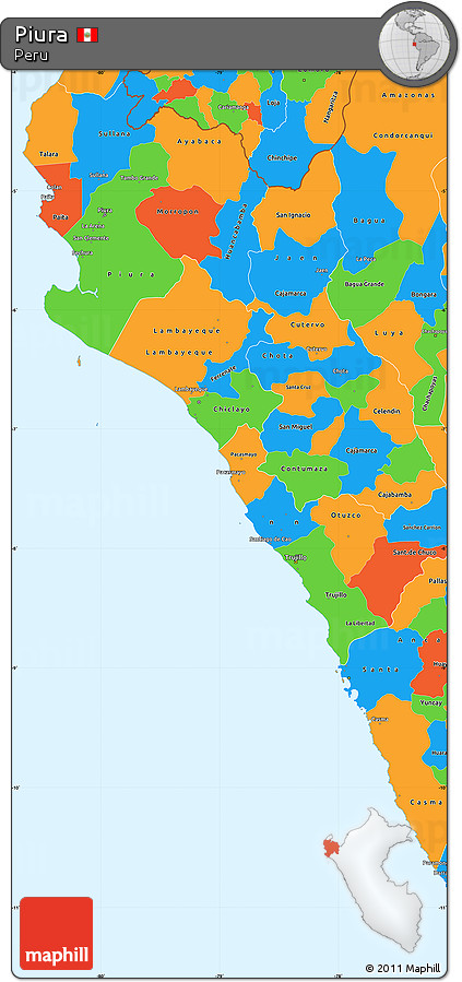 Political Simple Map of Piura