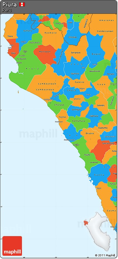 Political Simple Map of Piura