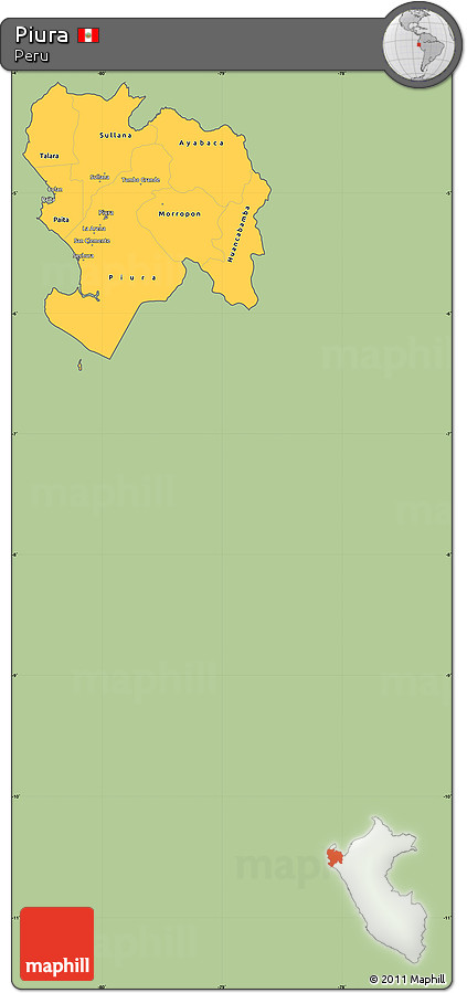 Savanna Style Simple Map of Piura, cropped outside