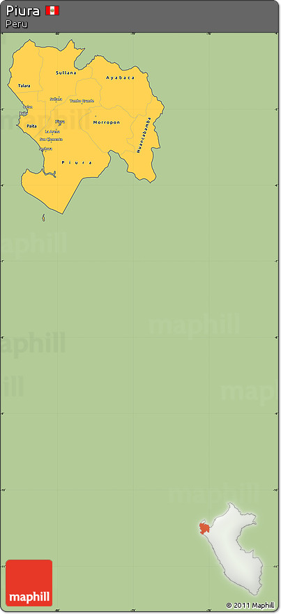 Savanna Style Simple Map of Piura, cropped outside