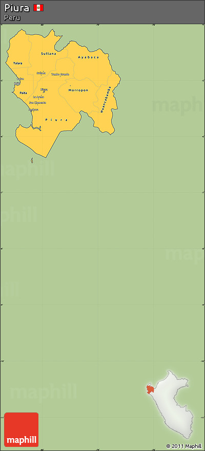 Savanna Style Simple Map of Piura, cropped outside