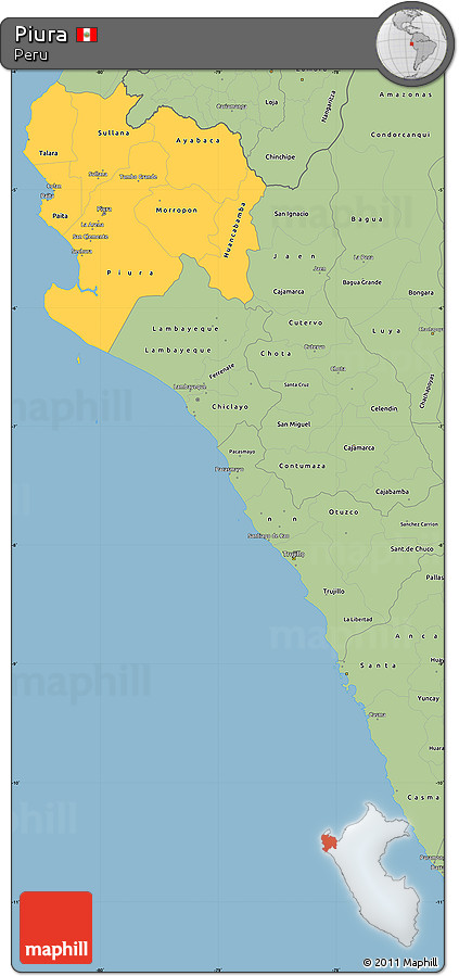 Savanna Style Simple Map of Piura