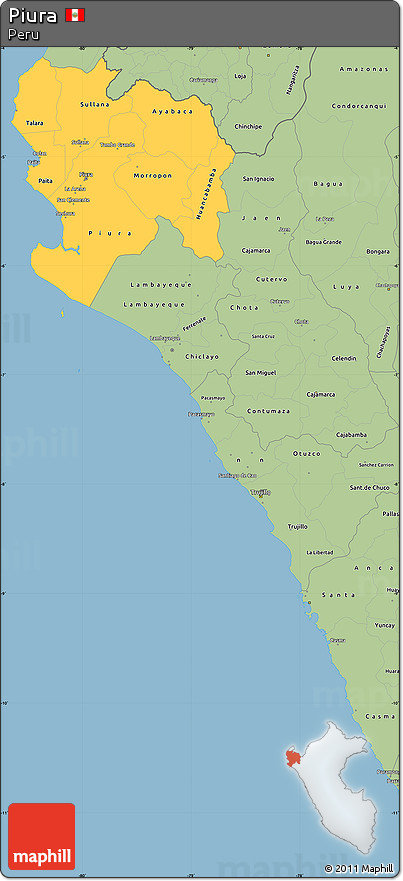 Savanna Style Simple Map of Piura