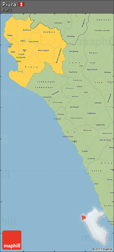Savanna Style Simple Map of Piura
