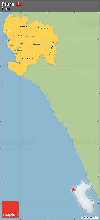 Savanna Style Simple Map of Piura, single color outside