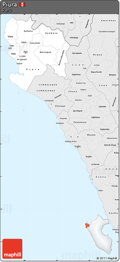 Silver Style Simple Map of Piura