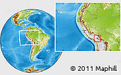 Physical Location Map of Lago Titicaca, within the entire country