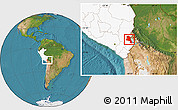 Satellite Location Map of Lago Titicaca, highlighted country