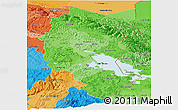 Political Shades Panoramic Map of Puno