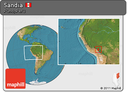 Satellite Location Map of Sandia, within the entire country