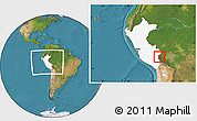 Satellite Location Map of Sandia, highlighted country, within the entire country