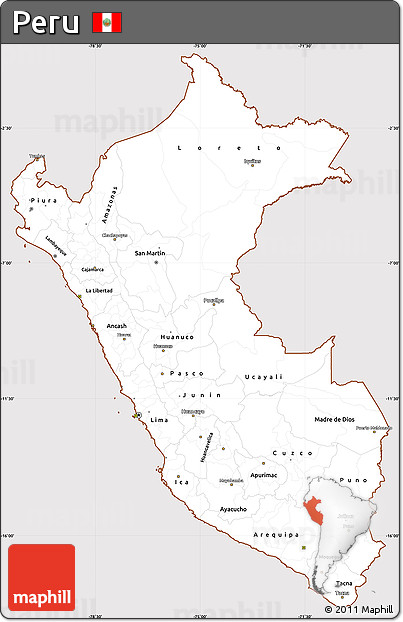 Classic Style Simple Map of Peru, cropped outside