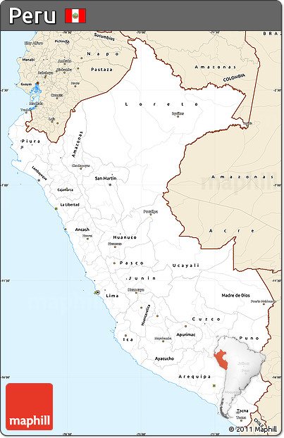Classic Style Simple Map of Peru