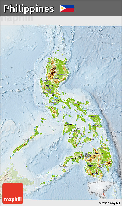 Physical 3D Map of Philippines, lighten