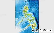 Physical 3D Map of Philippines, single color outside, bathymetry sea, shaded relief sea