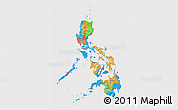 Political 3D Map of Philippines, cropped outside