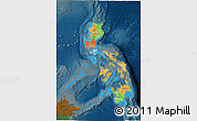 Political 3D Map of Philippines, darken