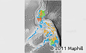 Political 3D Map of Philippines, desaturated