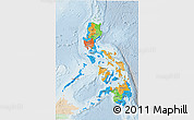 Political 3D Map of Philippines, lighten