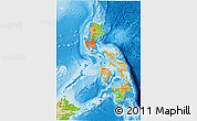 Political 3D Map of Philippines, physical outside