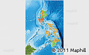 Political 3D Map of Philippines, satellite outside, bathymetry sea