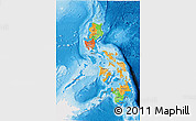 Political 3D Map of Philippines, single color outside