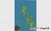 Satellite 3D Map of Philippines, darken, desaturated, land only