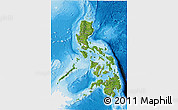 Satellite 3D Map of Philippines, single color outside, bathymetry sea, shaded relief sea