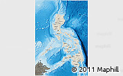 Shaded Relief 3D Map of Philippines, darken, land only