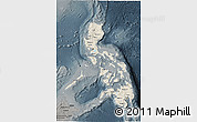 Shaded Relief 3D Map of Philippines, darken, semi-desaturated