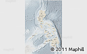 Shaded Relief 3D Map of Philippines, lighten, semi-desaturated