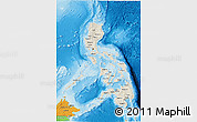 Shaded Relief 3D Map of Philippines, political outside, shaded relief sea