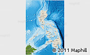 Shaded Relief 3D Map of Philippines, satellite outside, shaded relief sea