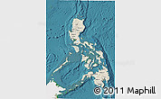 Shaded Relief 3D Map of Philippines, single color outside, satellite sea