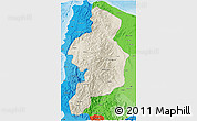 Shaded Relief 3D Map of CAR, political shades outside