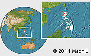 Satellite Location Map of Abra, highlighted country, within the entire country