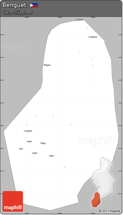 Gray Simple Map of Benguet, single color outside