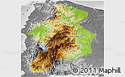 Physical Panoramic Map of CAR, desaturated