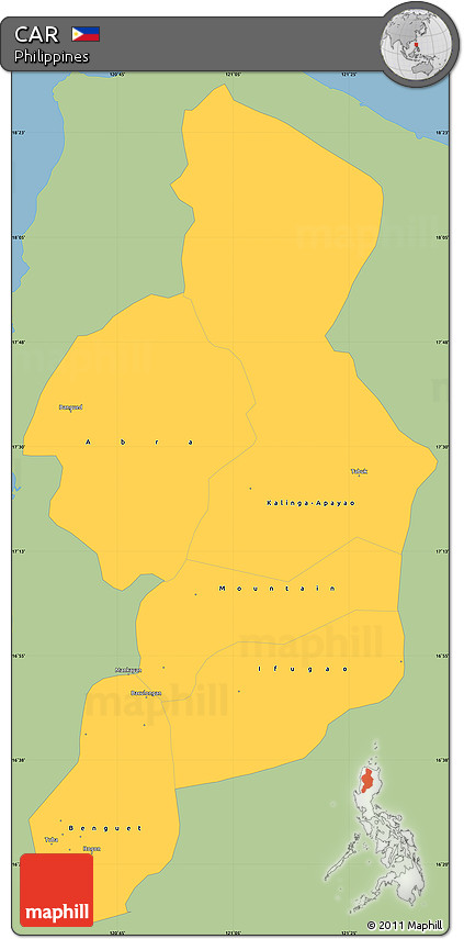 Savanna Style Simple Map of CAR, single color outside