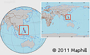 Gray Location Map of Philippines, within the entire continent