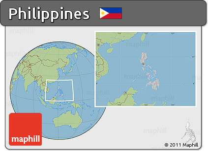Gray Location Map of Philippines, savanna style outside, hill shading inside