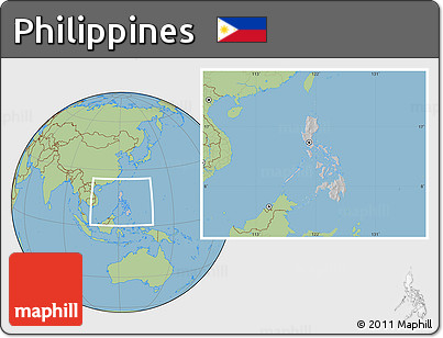 Gray Location Map of Philippines, savanna style outside, hill shading inside