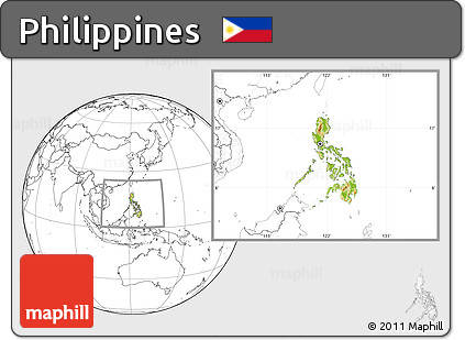 Physical Location Map of Philippines, blank outside