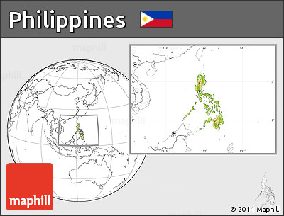 Physical Location Map of Philippines, blank outside