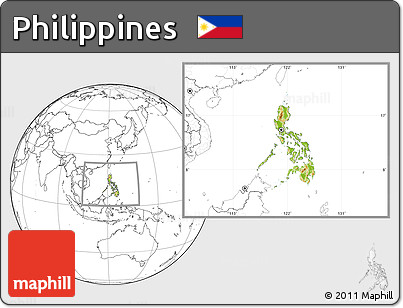 Physical Location Map of Philippines, blank outside
